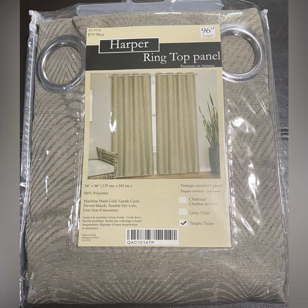 Harper Ring Top Curtain Panel 96” Length